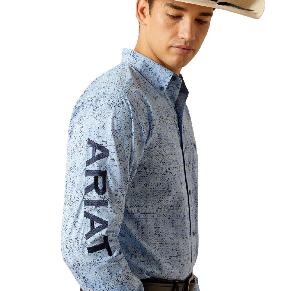 Ariat Blue Team Vaughn Men's Collared Longsleeve Fitted Button Down Shirt 10051500
