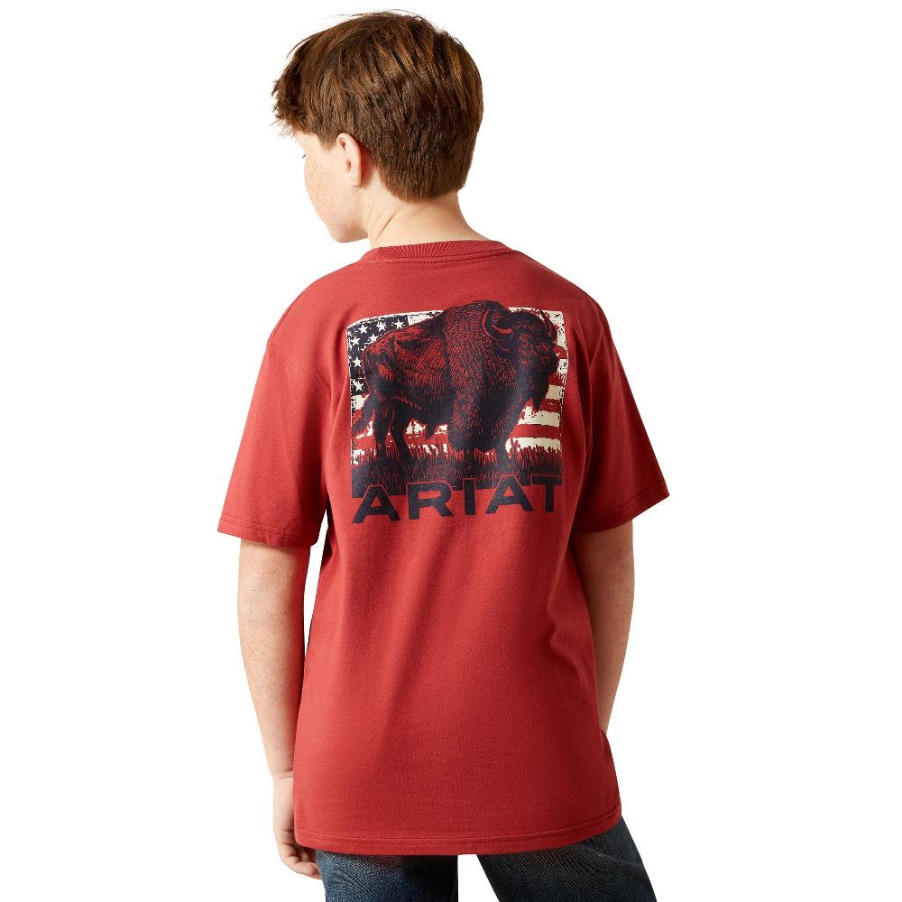 Ariat Brick Red Buffalo Flag Boys' T-Shirt 10065979