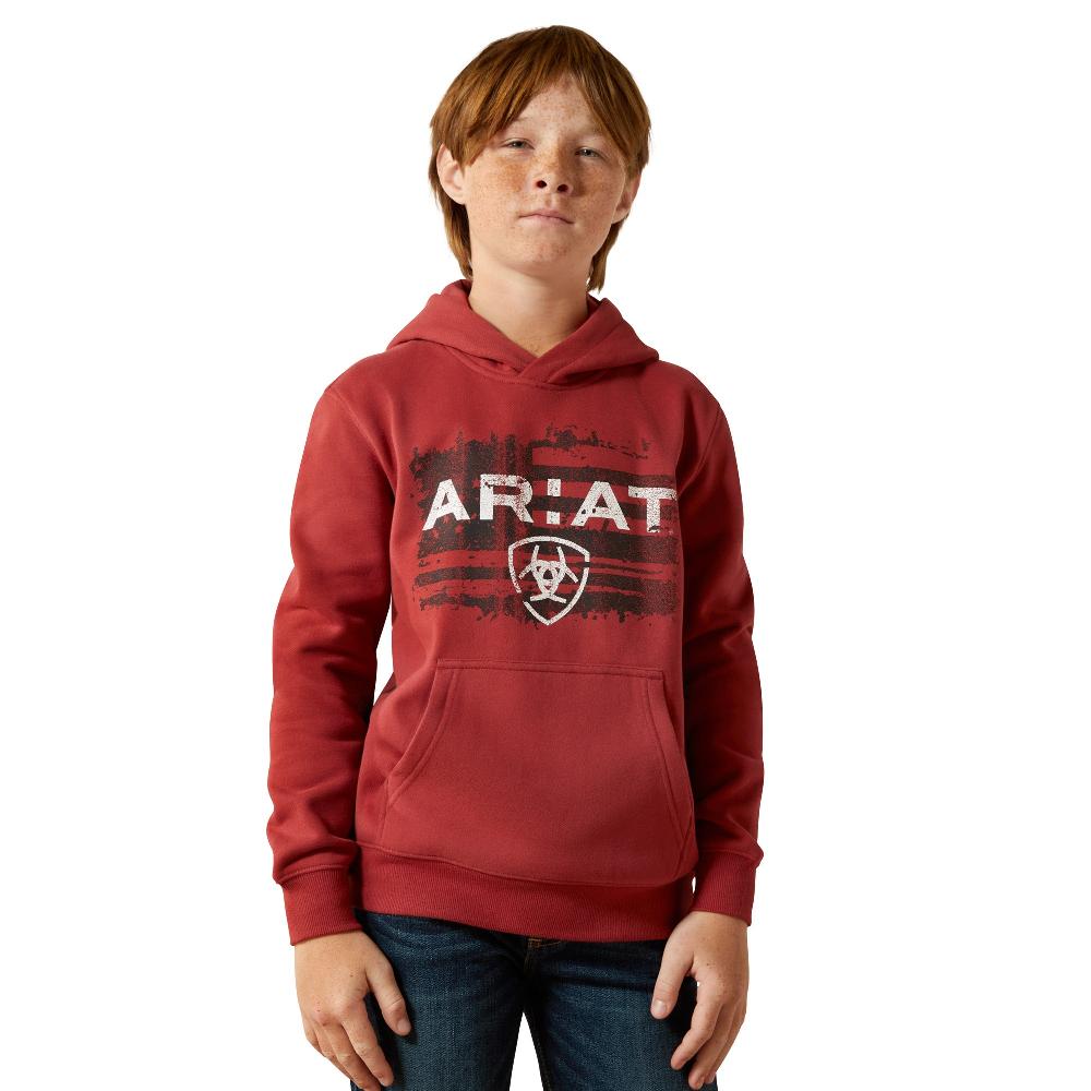 Ariat Brick Red Liquid Stamp Boys' Flag Hoodie 10062462