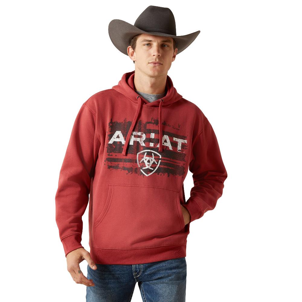 Ariat Brick Red Liquid Stamp Flag Hoodie 10062494