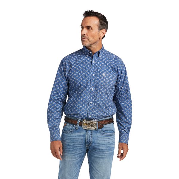 Ariat Bright Cobalt Qhama Classic Fit Mens Longsleeve Shirt 10039739