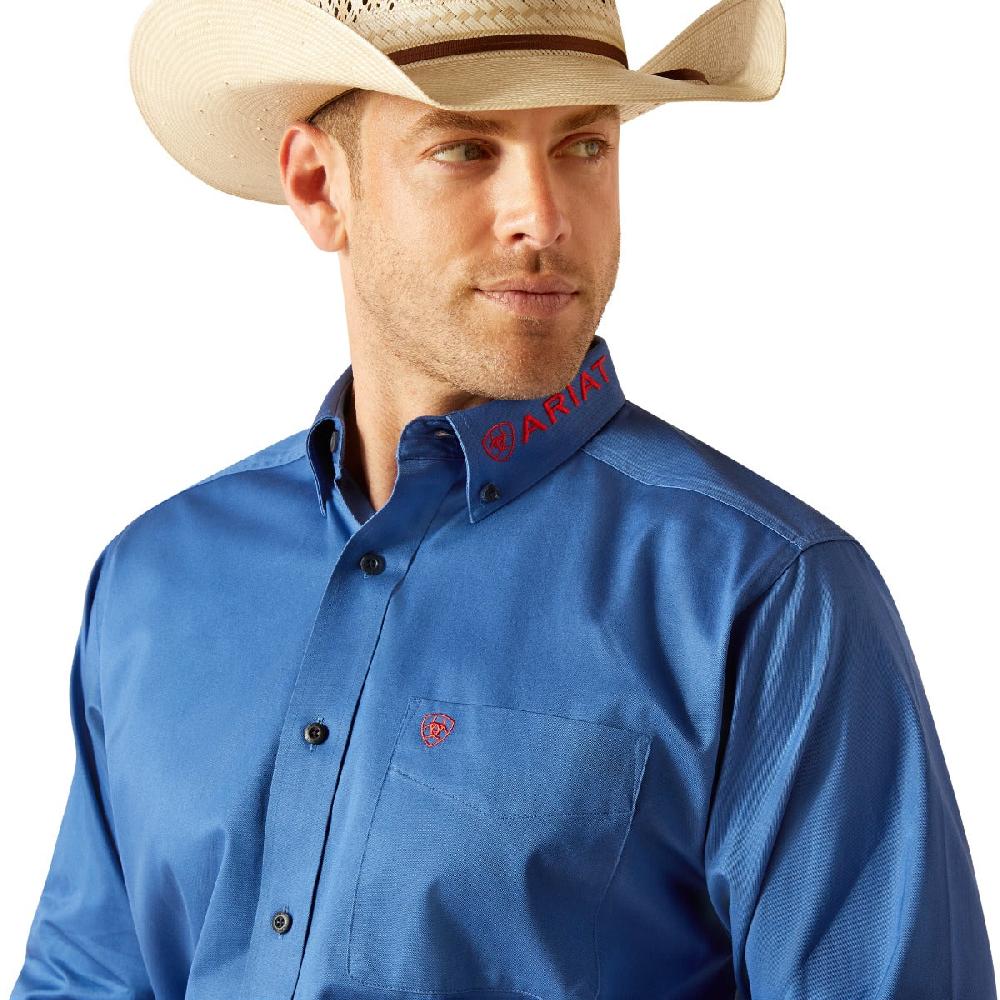 Ariat Bright Cobalt Team Logo Twill Men's Classic Fit Longsleeved Collared Button Down Shirt 10051339