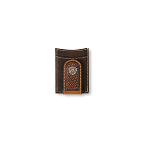 Ariat Brown Basket Weave Men's Magnetic Money Clip A3553602