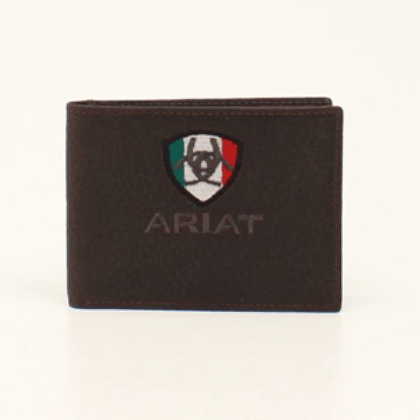 Ariat Brown Bifold Mens Mexican Flag Logo Wallet A35493282