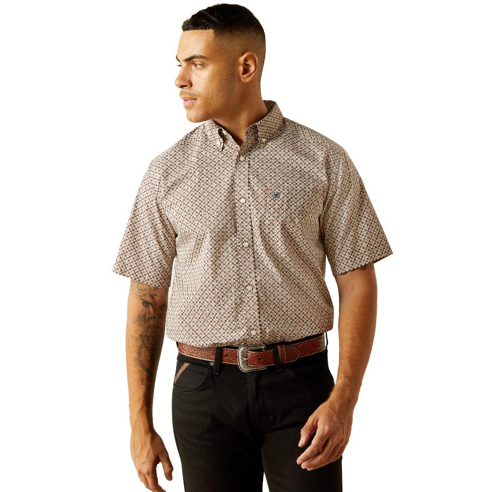 Ariat Brown Carmelo Men's Classic Fit Collared Short Sleeve Button Front Shirt 10059012
