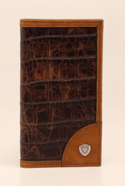 Ariat Brown Faux Croc Print Rodeo Wallet A3523402