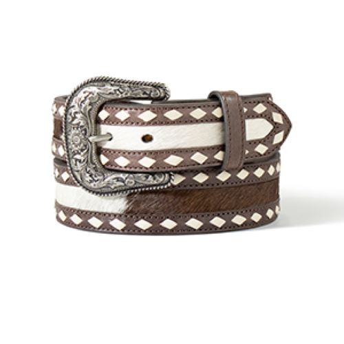 Ariat Brown Genuine Leather Ladies Calf Hair Inlay Belt with Buck Lace A1566002