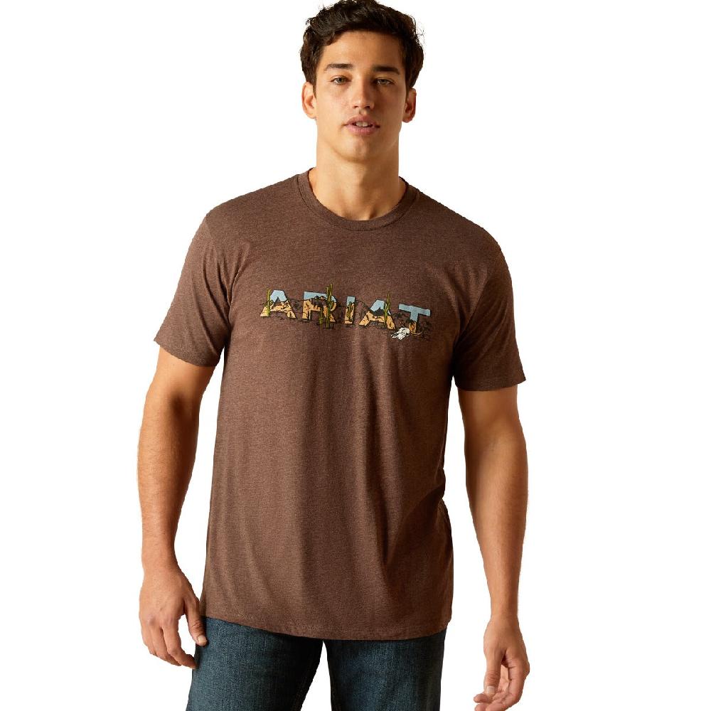 Ariat Brown Heather Logo SW Landscape Men's Short Sleeve T-Shirt 10051759