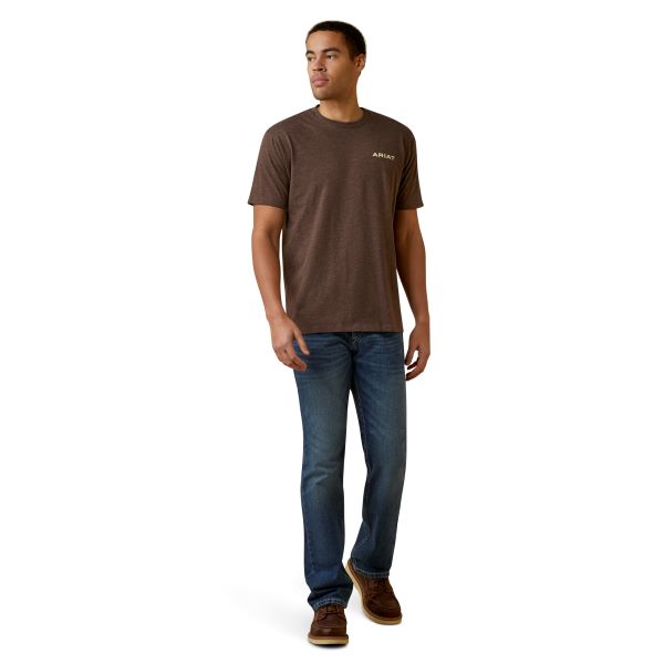 Ariat Brown Heather Retro Stripe Men's T-Shirt 10045286