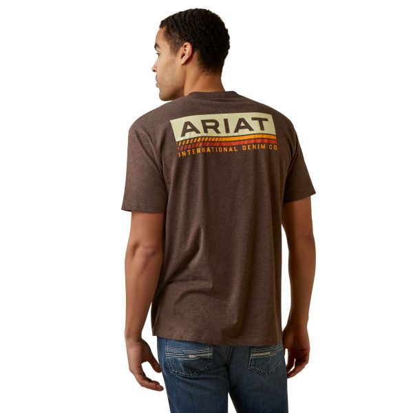 Ariat Brown Heather Retro Stripe Men's T-Shirt 10045286