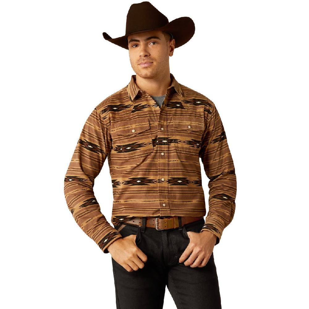 Ariat Brown Hobart Retro Men's Long Sleeve Snap Shirt 10053874
