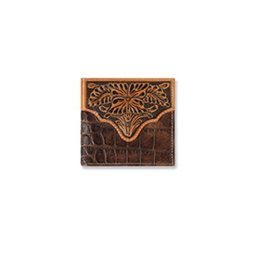 Ariat Brown Large Bifold Wallet with Croco Texture A3553002