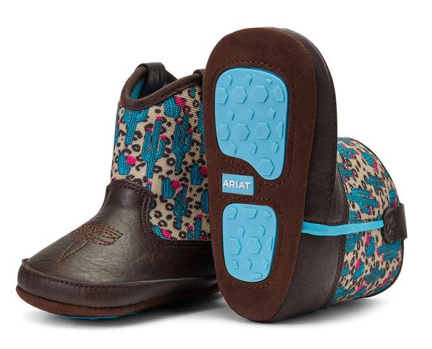 Ariat Brown Leopard and Cactus Print Lil' Stompers Infant Boots A442000802
