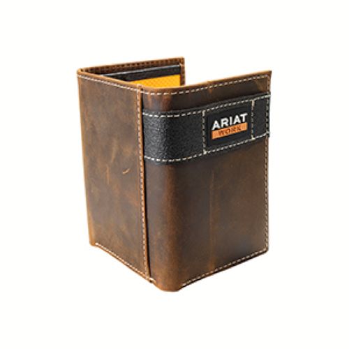 Ariat Brown Work Trifold Men's Wallet With RFID Blocking Technology A3400002