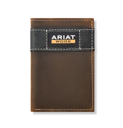Ariat Brown Work Trifold Men's Wallet with RFID Blocking Technology A3400002