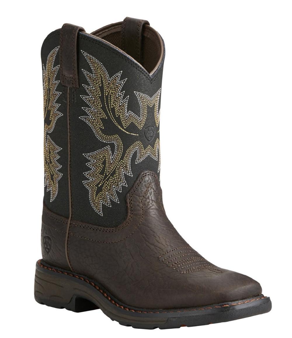 Ariat Bruin Brown WorkHog Childrens Western Boots 10021452