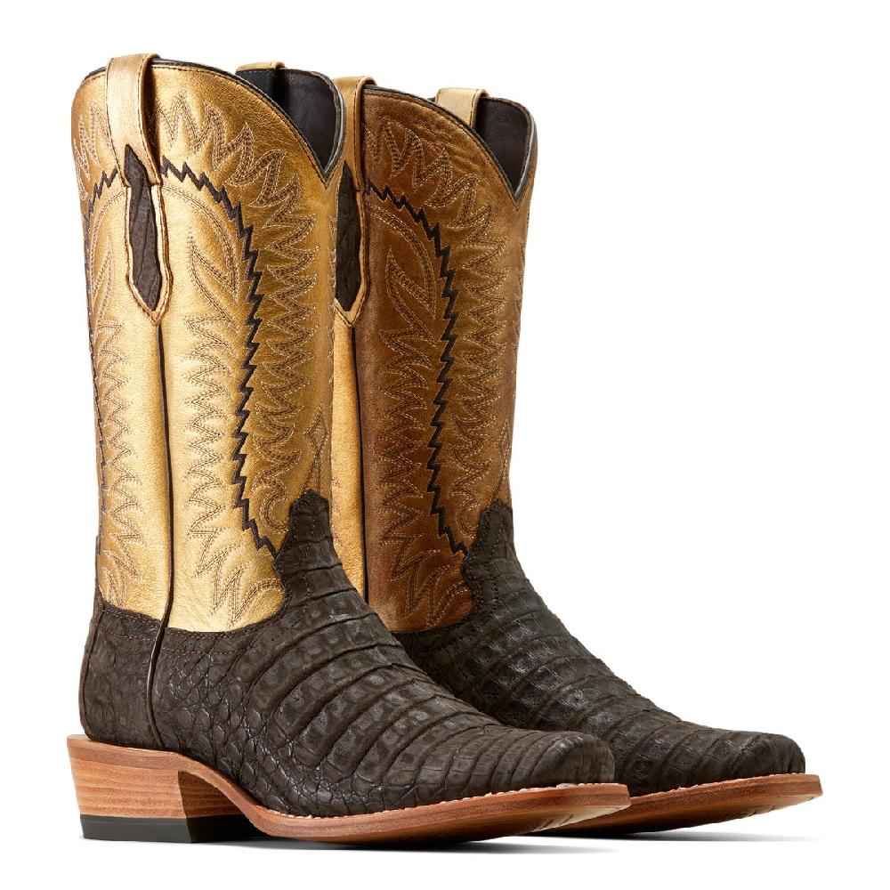Ariat Brushed Chocolate Caiman Belly/Washed Gold Futurity Finalist Men's Cowboy Boots 10050982