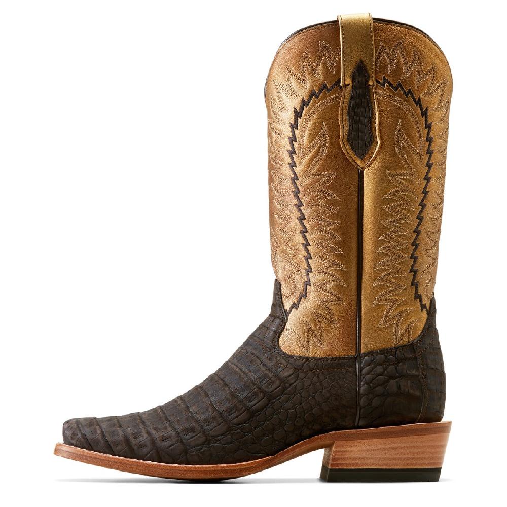 Ariat Brushed Chocolate Caiman Belly/Washed Gold Futurity Finalist Men's Cowboy Boots 10050982