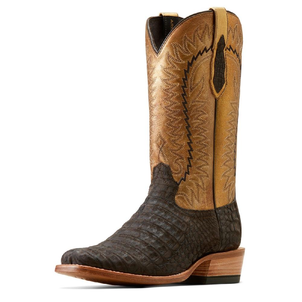 Ariat Brushed Chocolate Caiman Belly/Washed Gold Futurity Finalist Men's Cowboy Boots 10050982