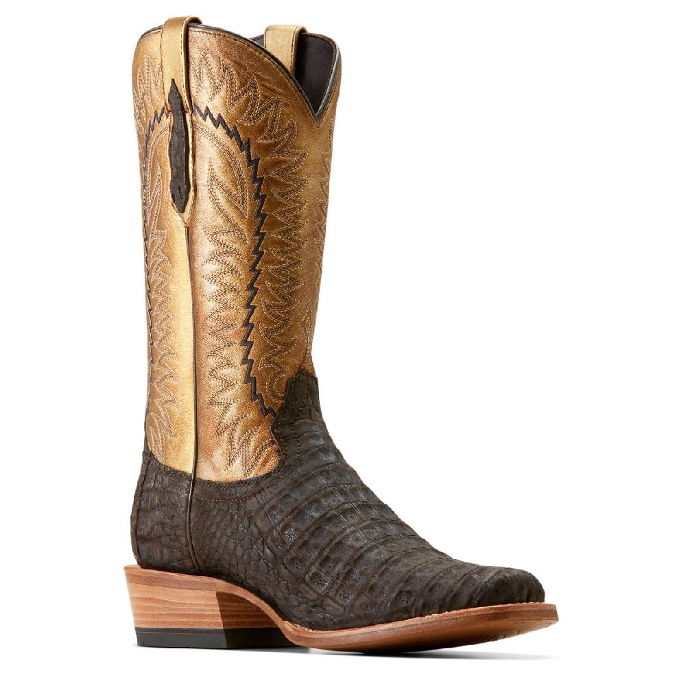 Ariat Brushed Chocolate Caiman Belly/Washed Gold Futurity Finalist Men's Cowboy Boots 10050982