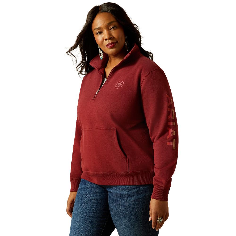 Ariat Burnt Russet Logo 1/2 Zip Women's Sweatshirt 10062616