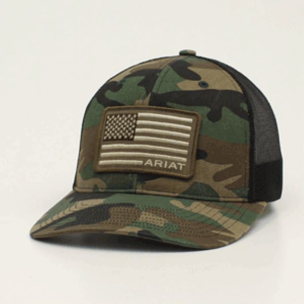 Ariat Camo USA Flag Patch R112 Mens Cap A3000158222