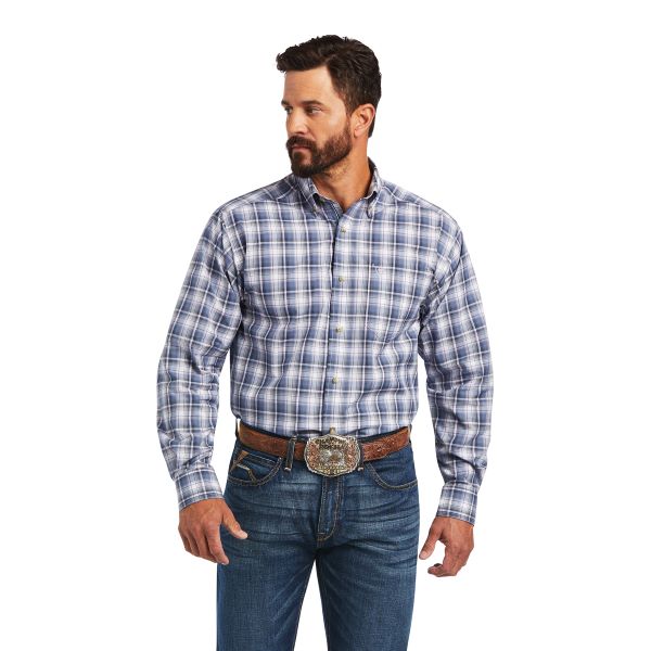 Ariat Carbon Blue Bennett Pro Series Plaid Mens Shirt 10040730