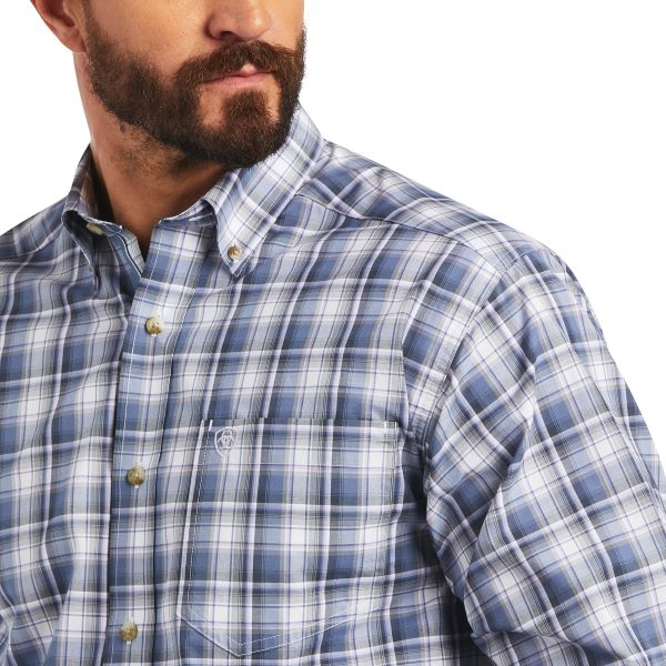 Ariat Carbon Blue Bennett Pro Series Plaid Mens Shirt 10040730