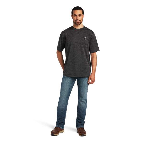 Ariat Charcoal Charger Vertical Flag Mens Tee Shirt 10040632