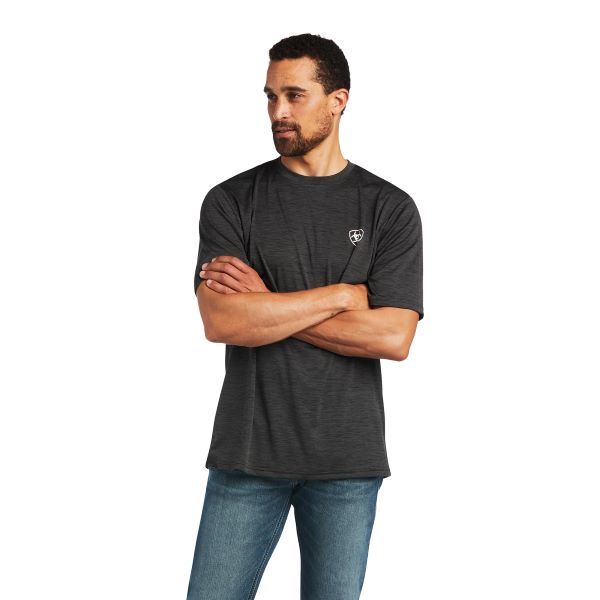 Ariat Charcoal Charger Vertical Flag Mens Tee Shirt 10040632
