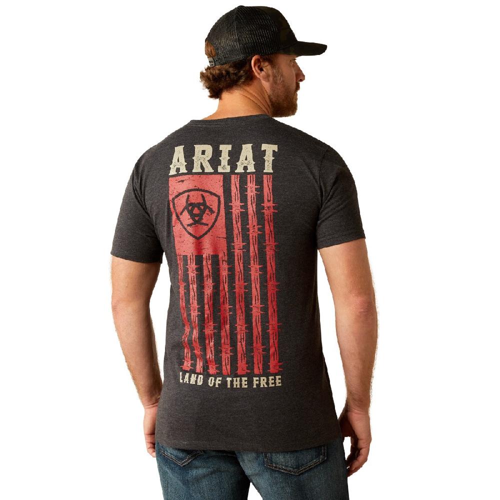 Ariat Charcoal Heather Barbed Flag Men's Short Sleeve T-Shirt 10053985