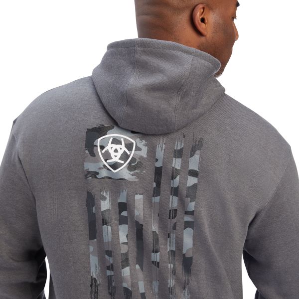 Ariat Charcoal Heather Camo Flag Men's Sweatshirt 10041730