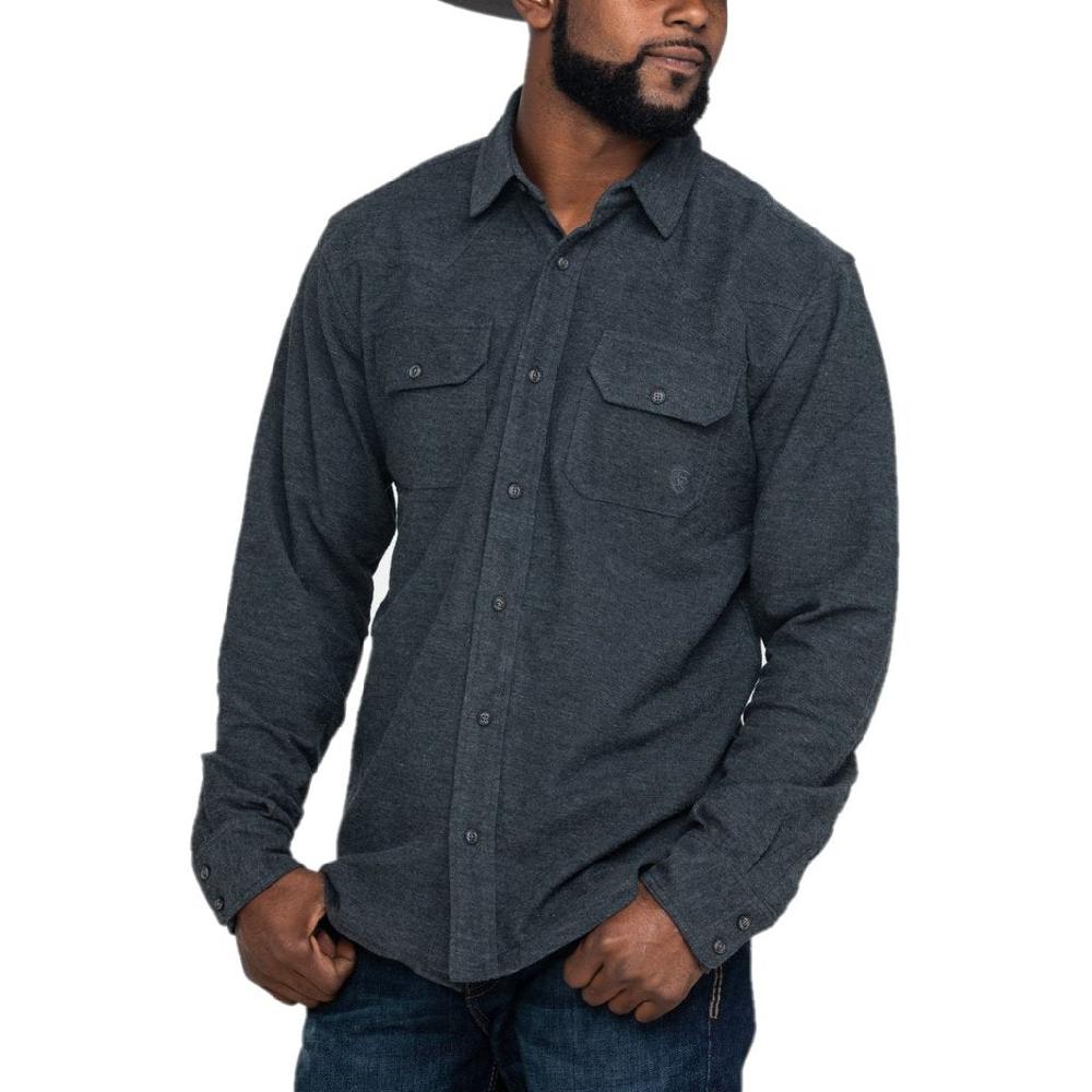 Ariat Charcoal Heather Kasper Retro Long Sleeve Mens Shirt 10028164