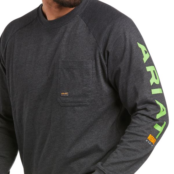 Ariat Charcoal Heather/Lime Rebar Cotton Strong Mens Graphic T-Shirt 10037642