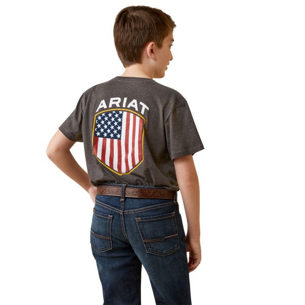 Ariat Charcoal Heather Patriot Badge Kids' T-Shirt 10045315