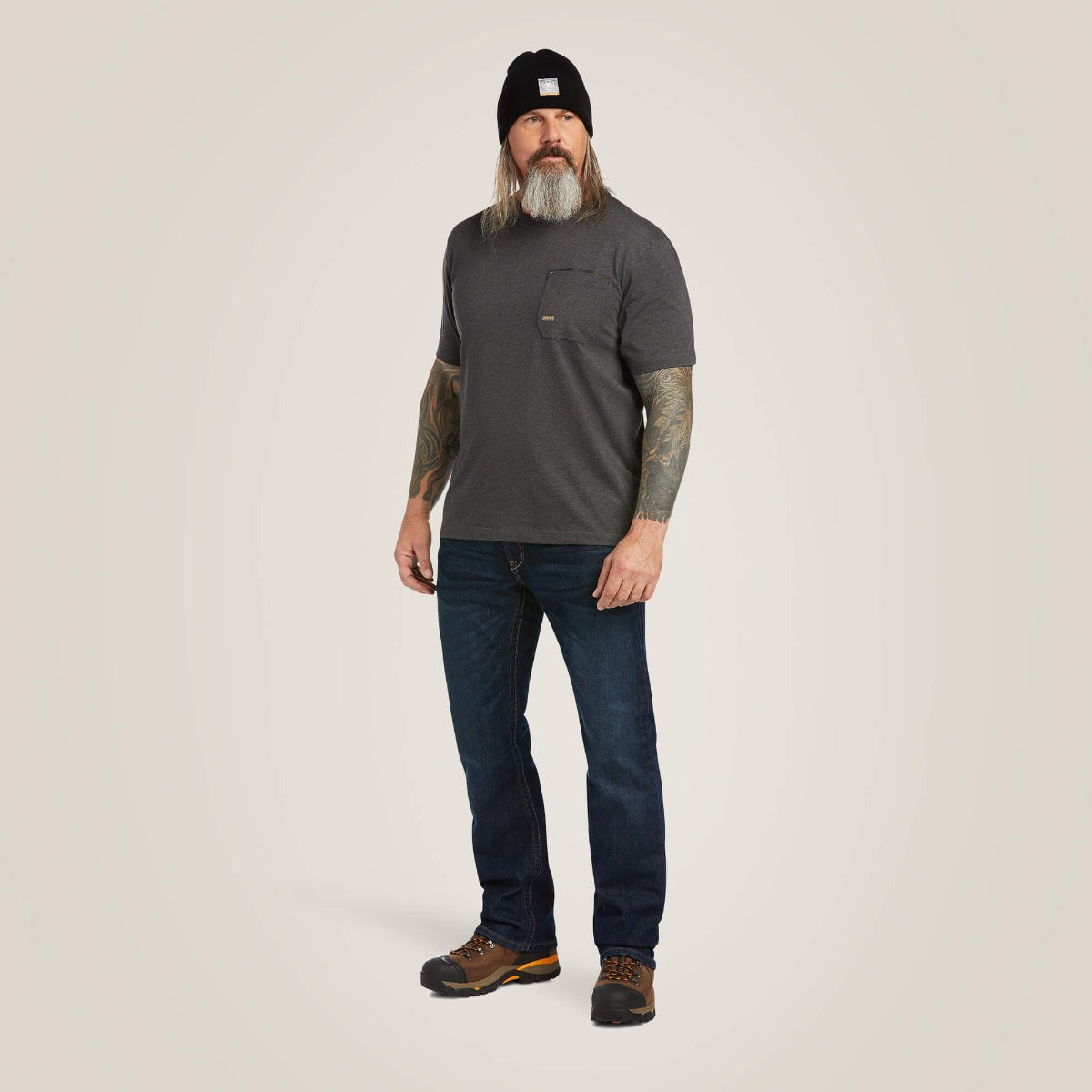 Ariat Charcoal Heather Rebar Workman Full Cover Short Sleeve Men's T-Shirt 10039180