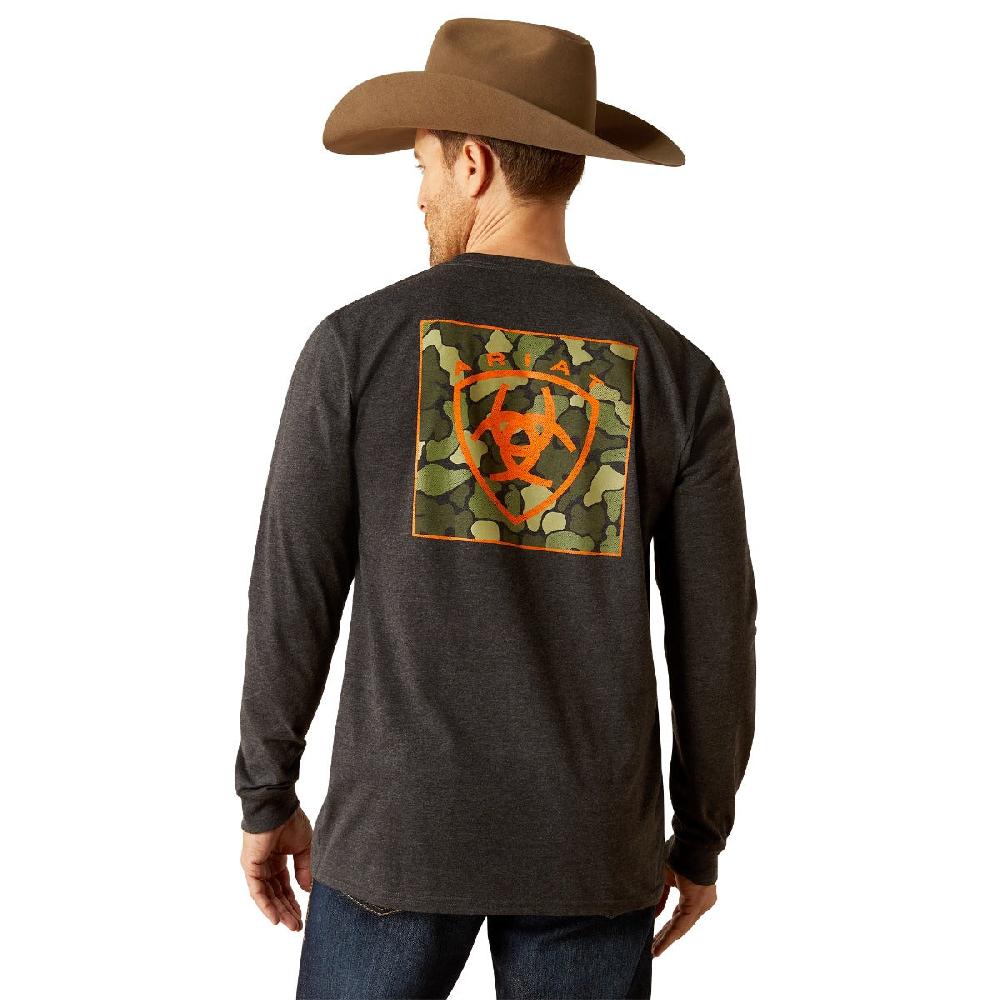 Ariat Charcoal Heather Wetlands Nature Men's Long Sleeve T-Shirt 10053988
