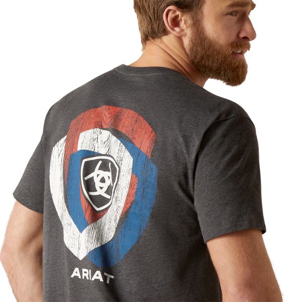 Ariat Charcoal Heather Wooden Badges Men's T-Shirt 10047646