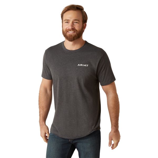 Ariat Charcoal Heather Wooden Badges Men's T-Shirt 10047646
