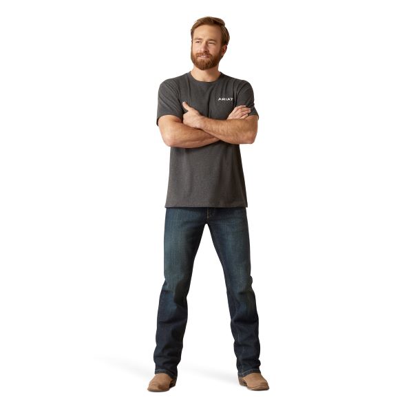 Ariat Charcoal Heather Wooden Badges Men's T-Shirt 10047646