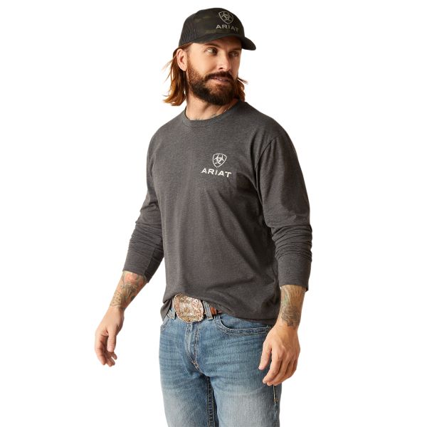 Ariat Charcoal Heather Wooden Flag Men's T-Shirt 10047929