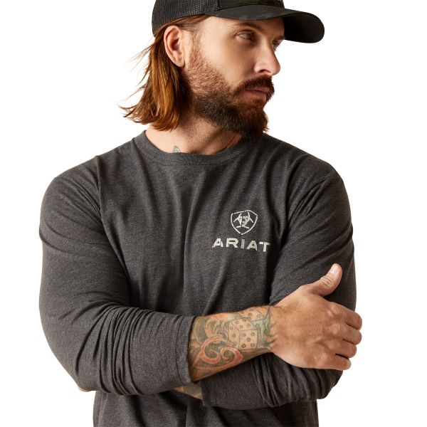 Ariat Charcoal Heather Wooden Flag Men's T-Shirt 10047929