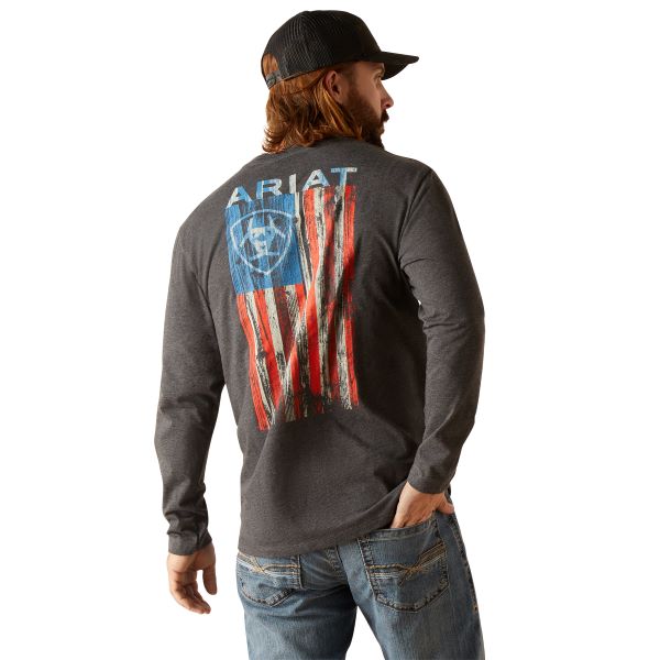Ariat Charcoal Heather Wooden Flag Men's T-Shirt 10047929