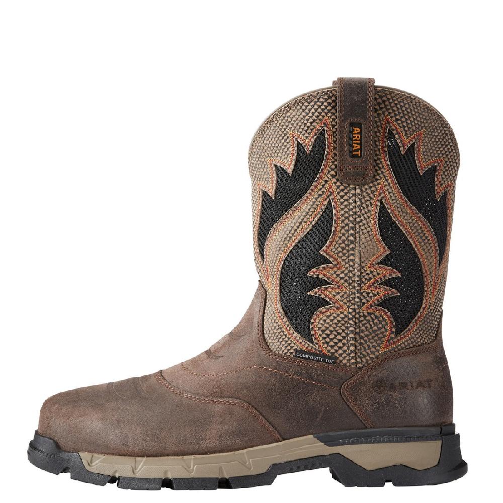 Ariat Chocolate Brown Rebar Flex Composite Toe Western Work Boots 10023076