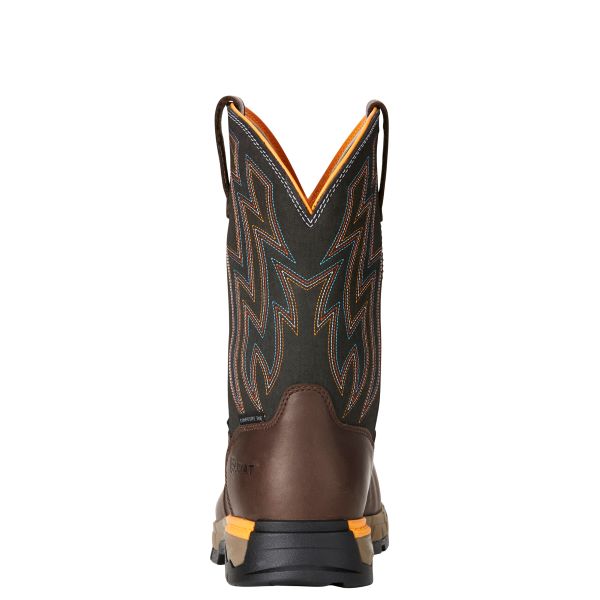 Ariat Chocolate Brown Rebar Flex Western Waterproof Mens Composite Toe Work Boot 10021487