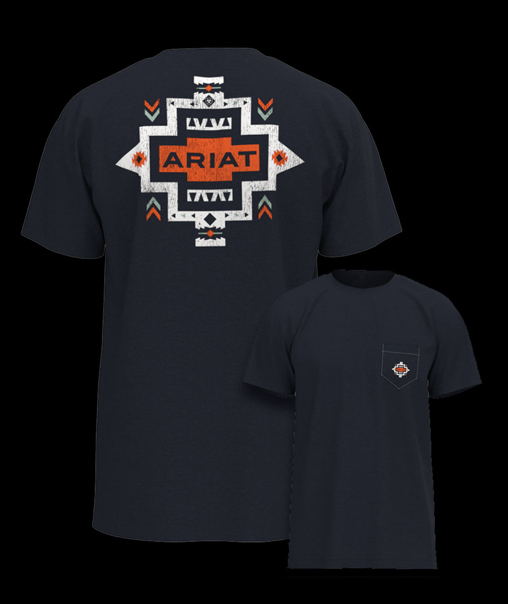 Ariat Classic Blue Men's Southwest Pocket Short Sleeve T-Shirt 10054844