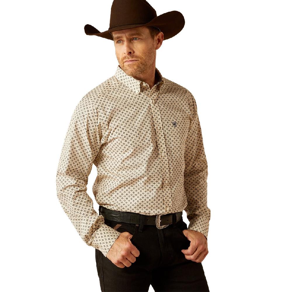 Ariat Cream Fraiser Wrinkle Free Men's Fitted Long Sleeve Shirt 10053906
