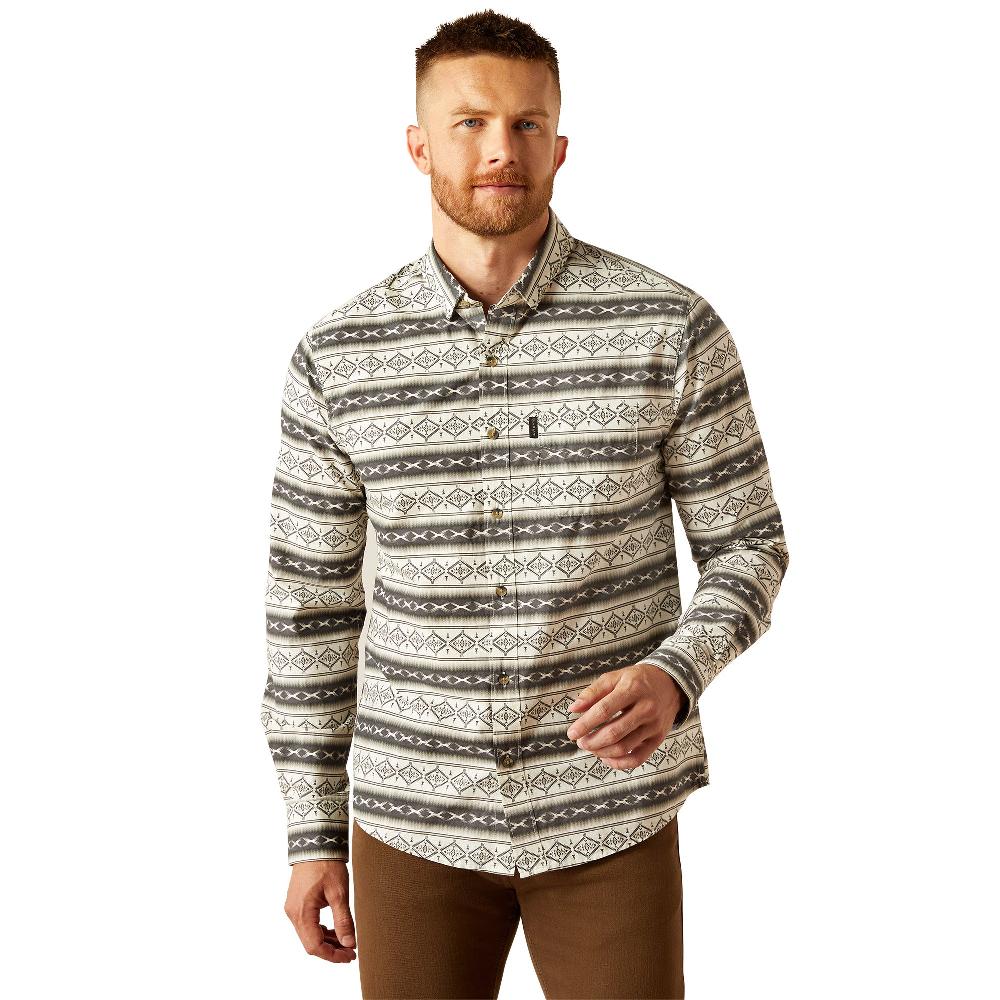 Ariat Cream with Aztec Print Marquis Men's Modern Fit Collared Longsleeve Shirt 10058986