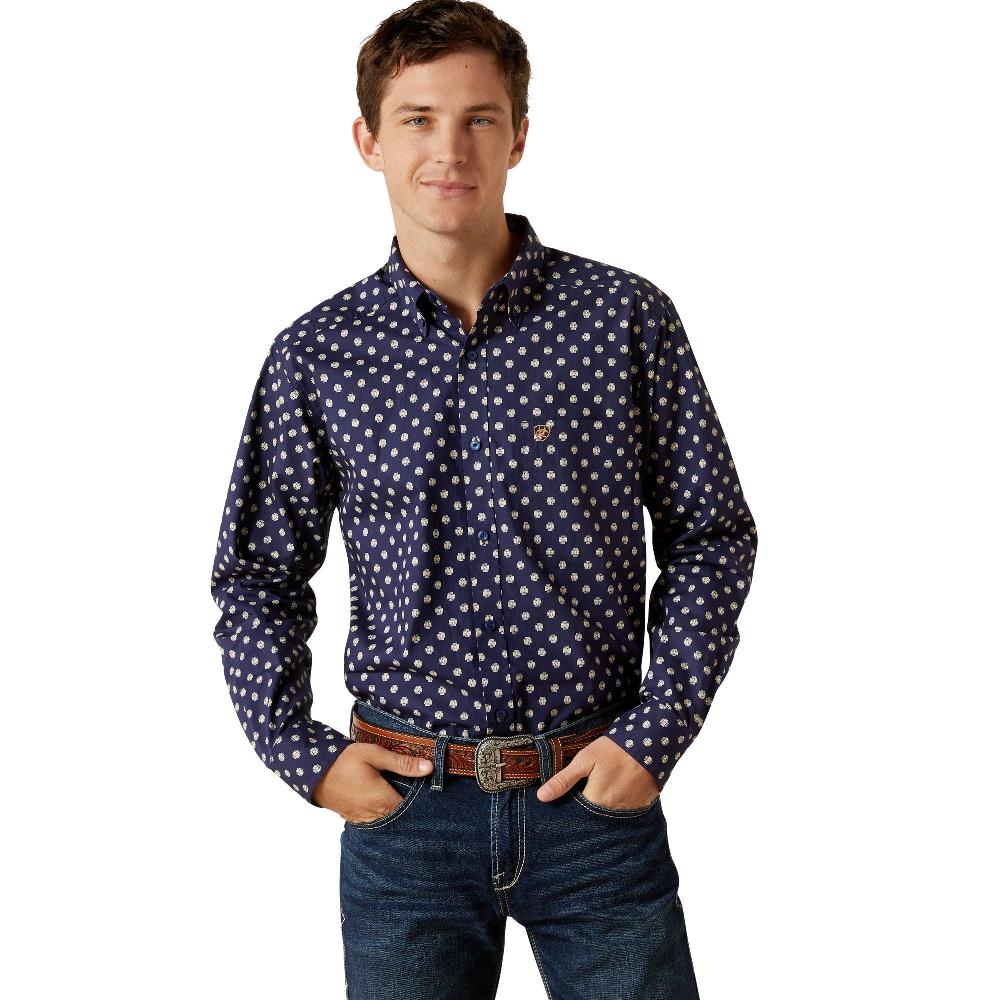 Ariat Dark Blue Sammy Men's Collared Fitted Longsleeve Shirt 10062246
