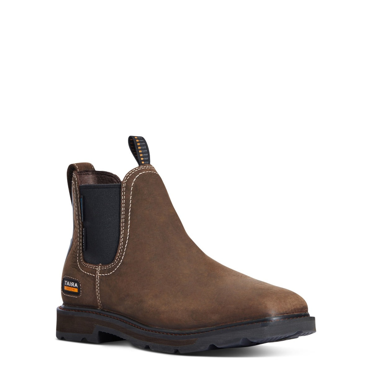 Ariat Dark Brown Groundbreaker Chelsea Men's Wide Square Toe Waterproof Steel Toe Work Boot 10034148